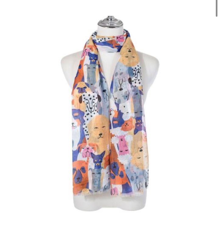 Dog White Cartoon Artistic Scarf