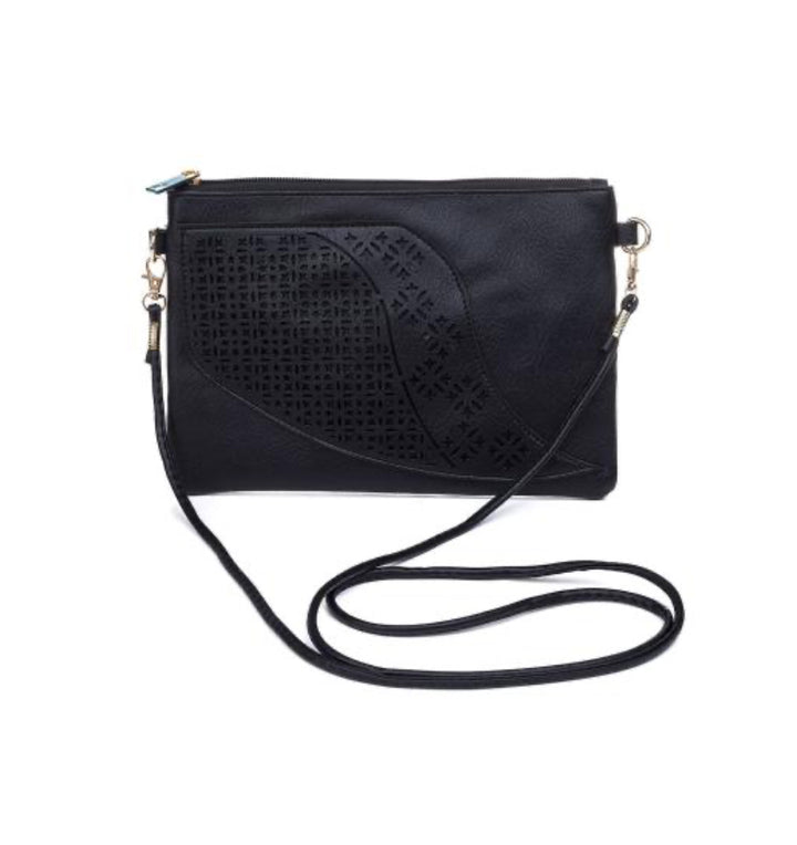 Black horizontal clutch shoulder Bag with strap