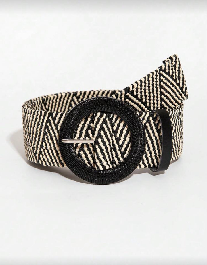 Black Beige Elasticated Belt