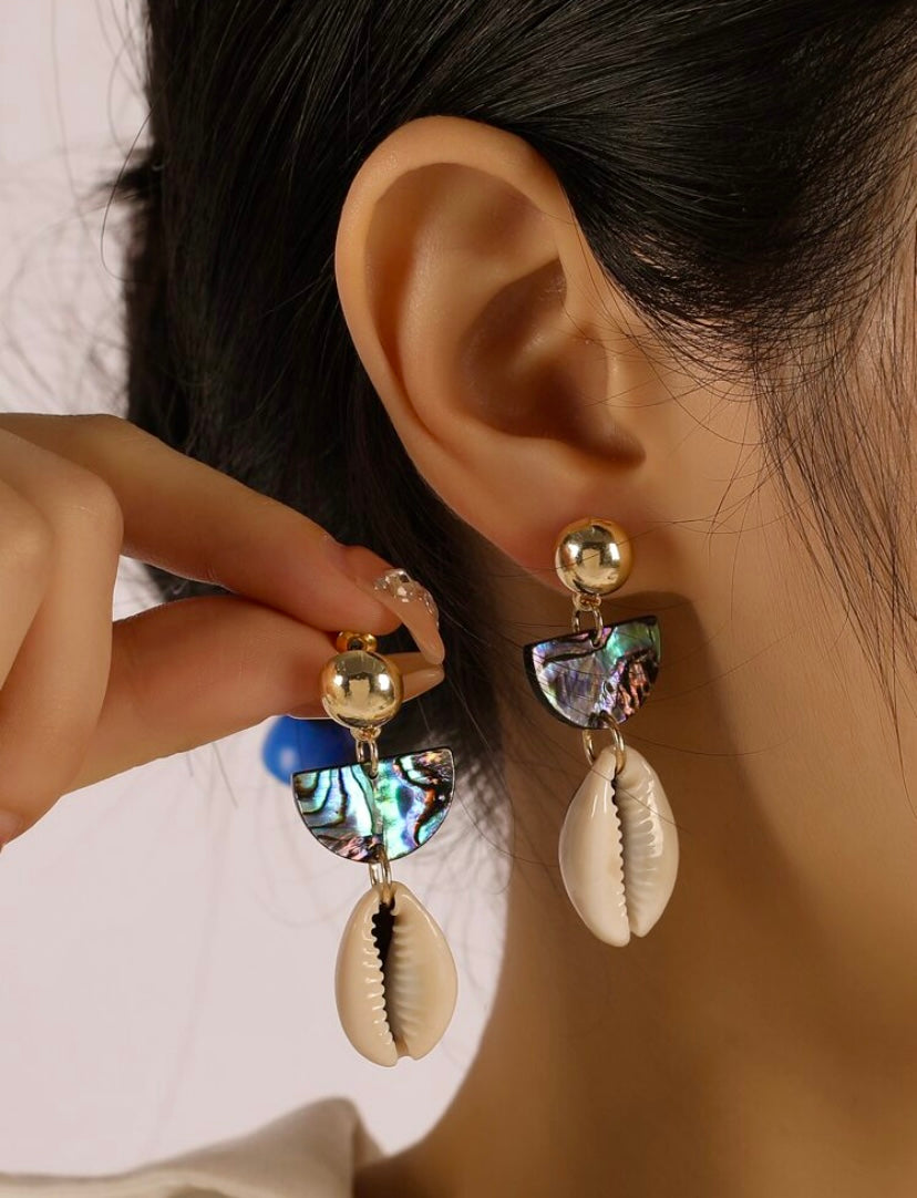 Paua Kauri Gold Drop Earrings
