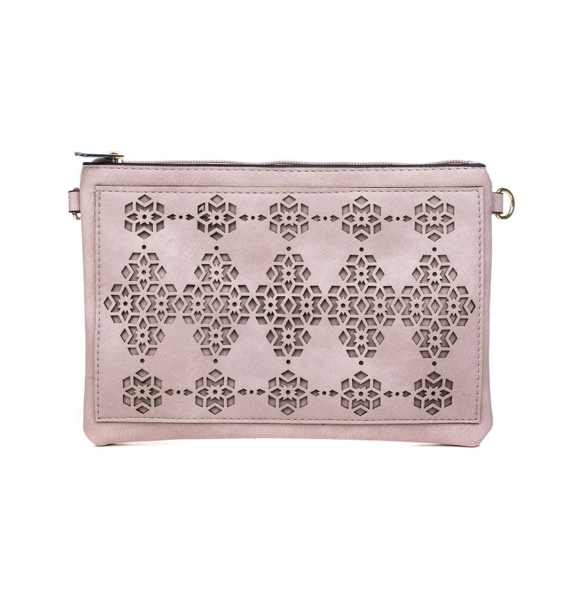 Dusky Pink horizontal clutch shoulder Bag with strap