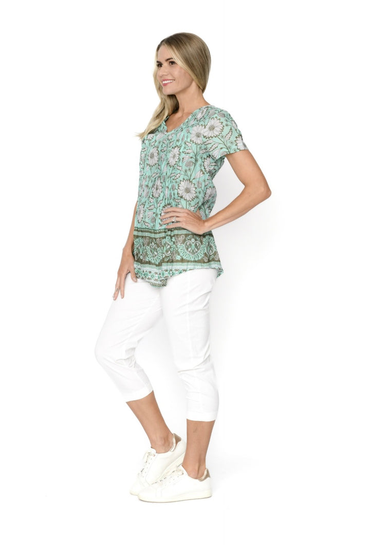 Taylor Green Geo Cotton Top