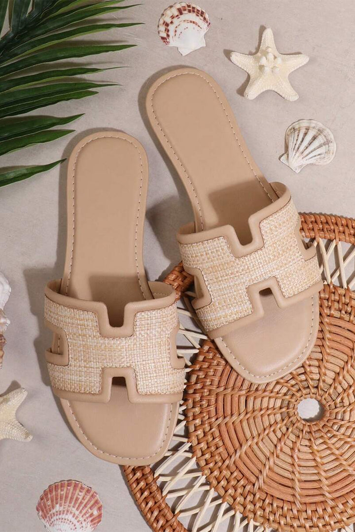 White Hollow Out Open Toe Slippers