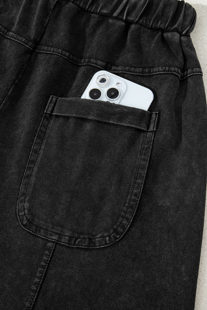 Mint Green Mineral Wash Exposed Seam Wide Leg Cargo Pants - Lulubelles Clothing and Accessories