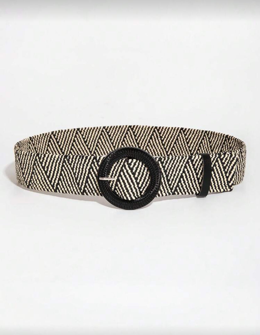 Black Beige Elasticated Belt