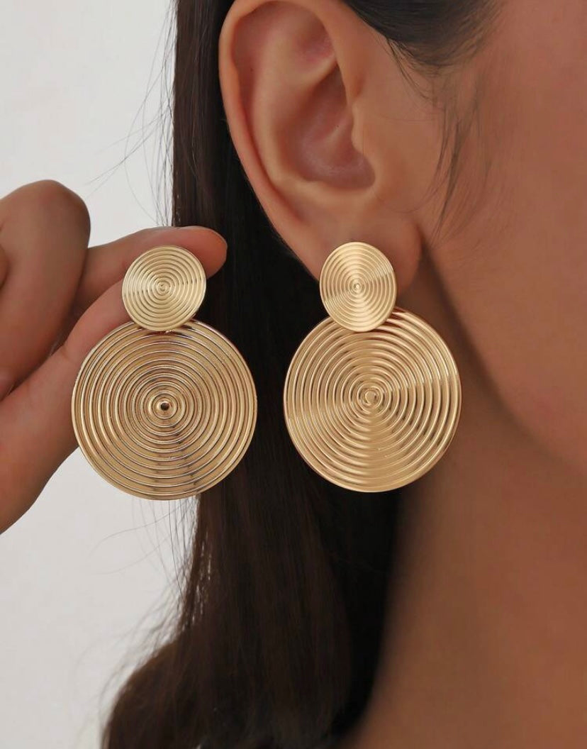 Gold Spiral Drop Earrings