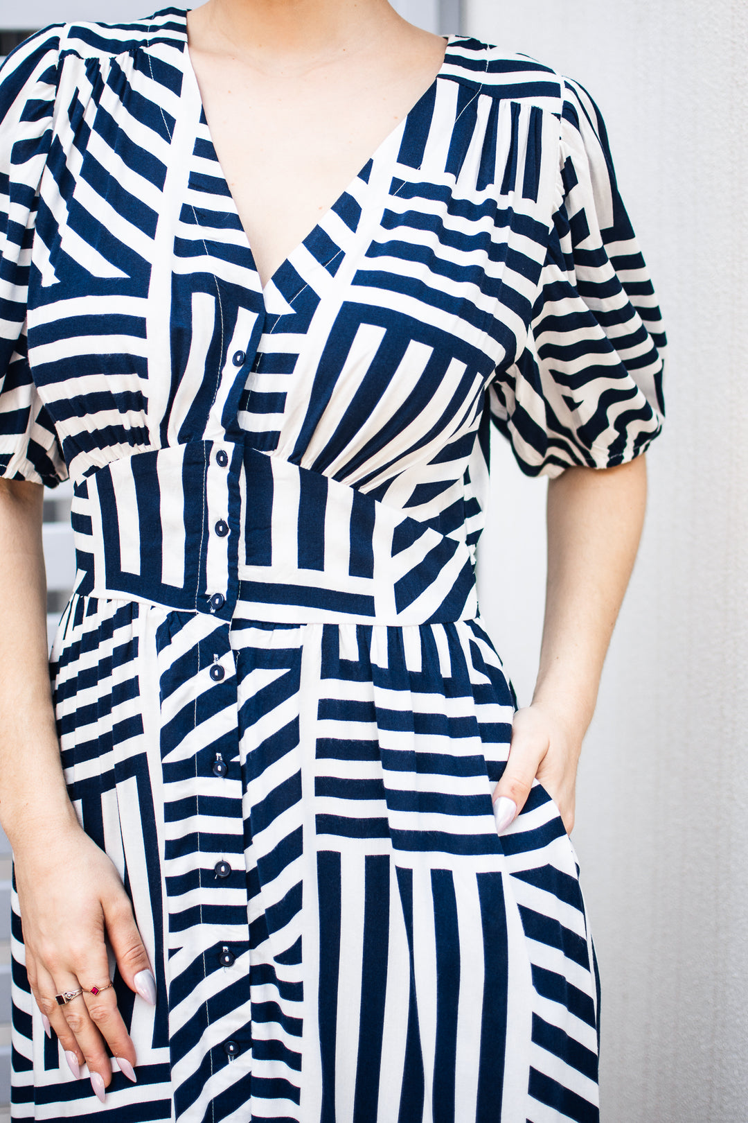 Maya Navy Stripe Maxi Dress