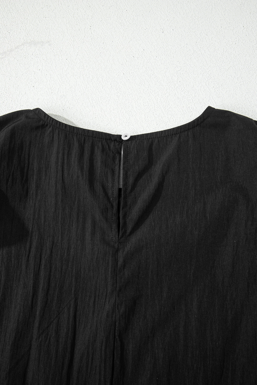 Black Contrast Trim Dual Ruffle Short Sleeve Textured Blouse - Lulubelles Clothing and Accessories