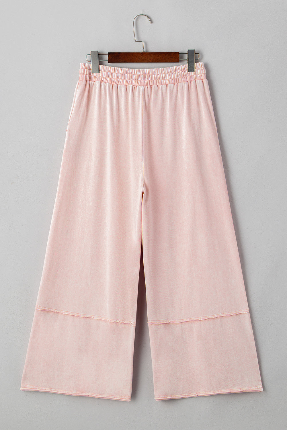 Pink Flower Patch Mineral Washed Cropped Wide Leg Pants - Lulubelles Clothing and Accessories