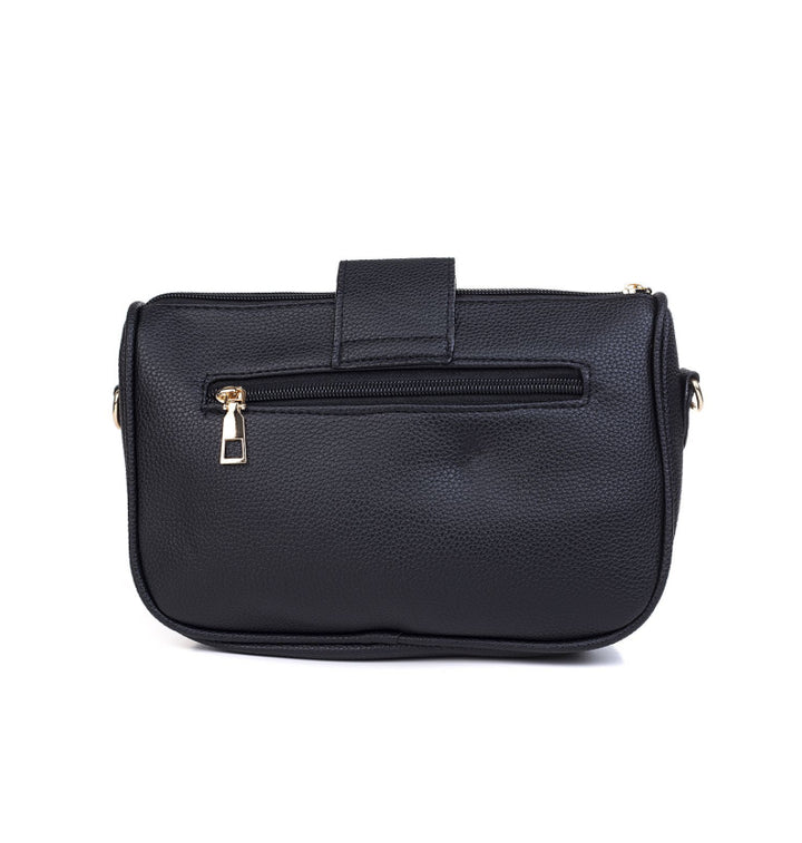 Black engraved crossbody bag  with contrasting strap