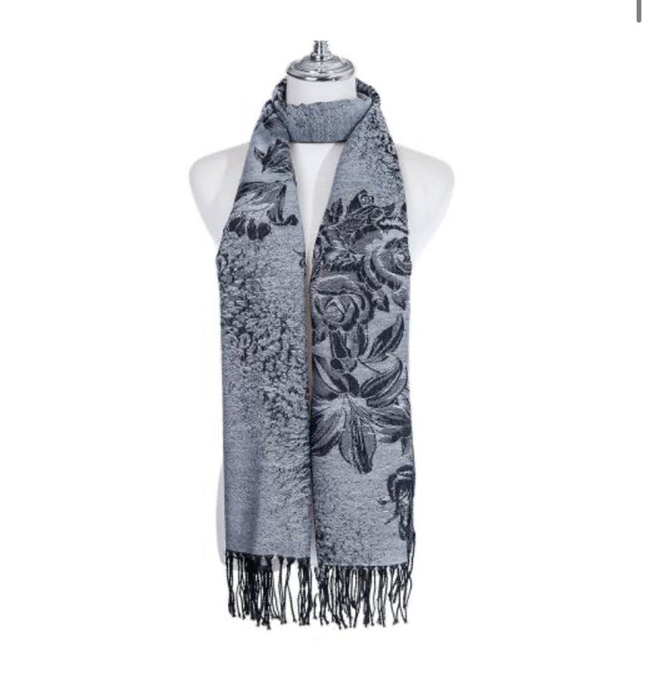 Black Grey Pashmina Scarf