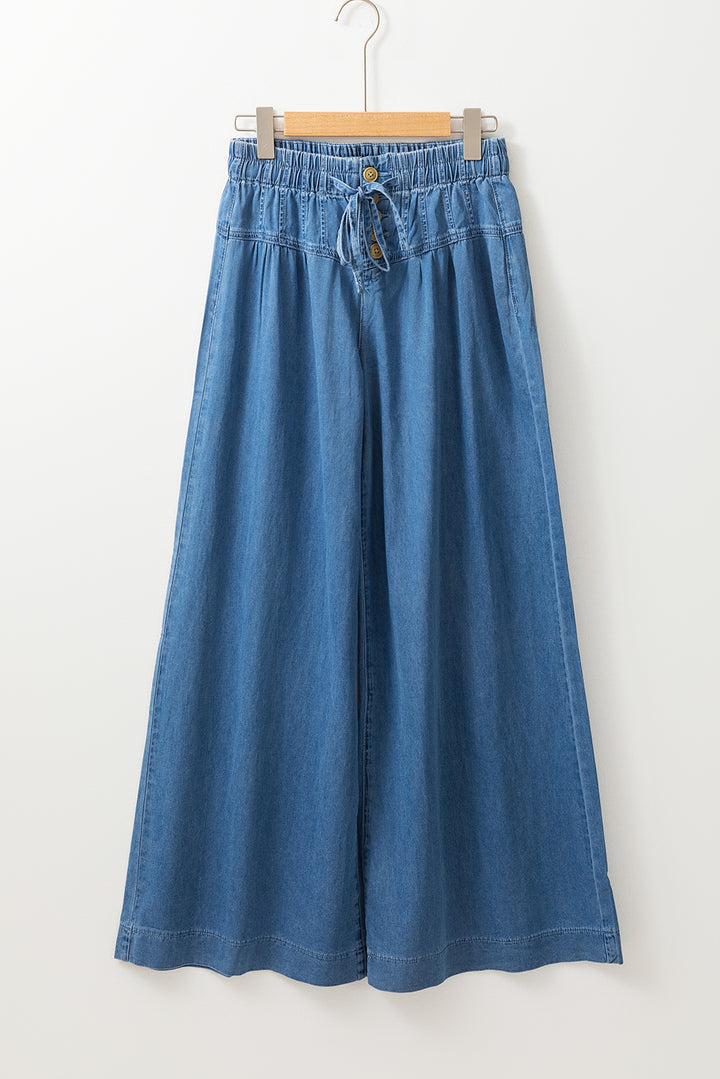 Carbon Grey Mineral Wash Button High Waist Wide Leg Jeans