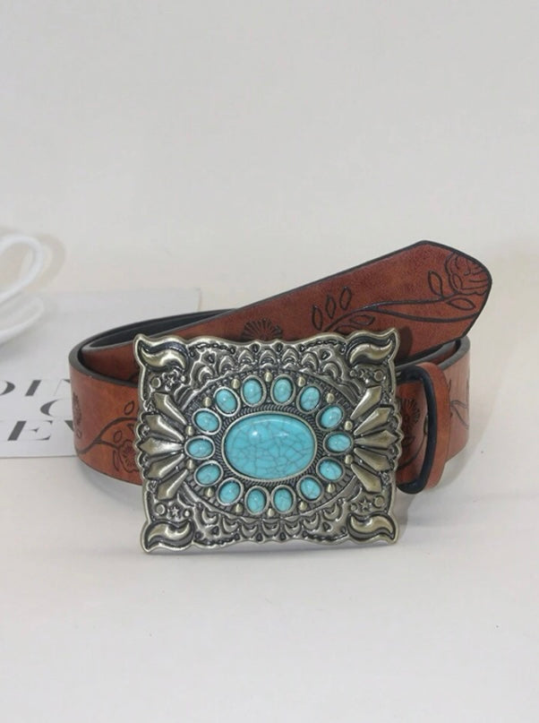 Turquoise Boho Square Jeans Belt