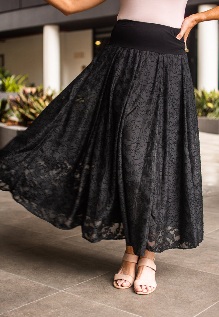 Sienna Black Lace Maxi Skirt