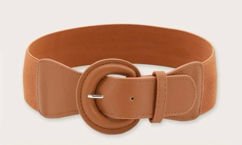Tan Buckle Elasticated Belt