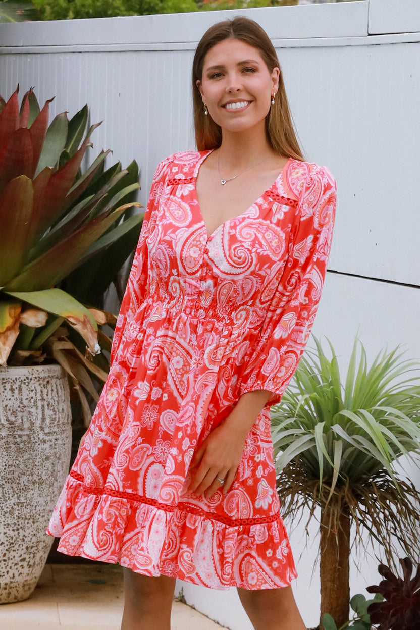 Tina Red/Orange Paisley ‘winner’ Mini Dress