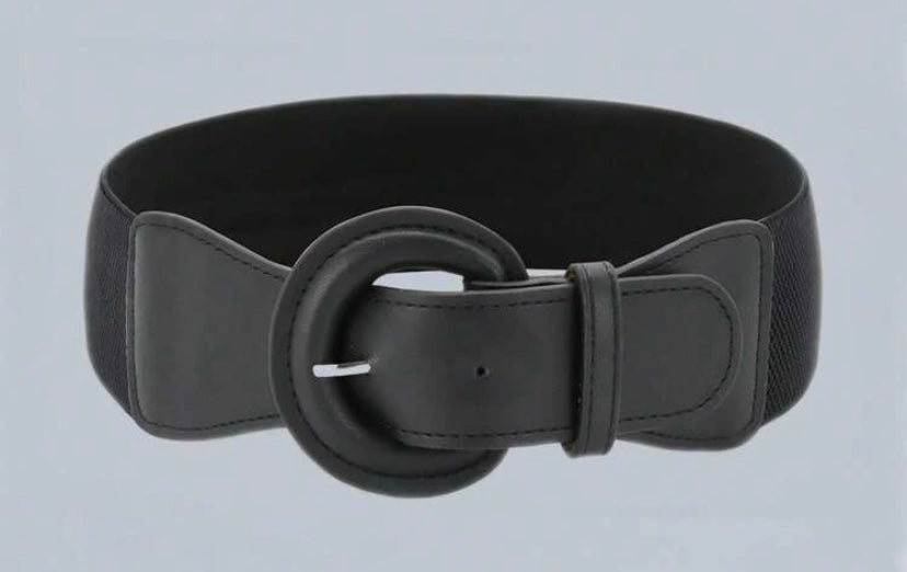 Black Buckle Elasticated Belt