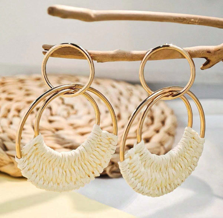 White Gold Woven Earrings