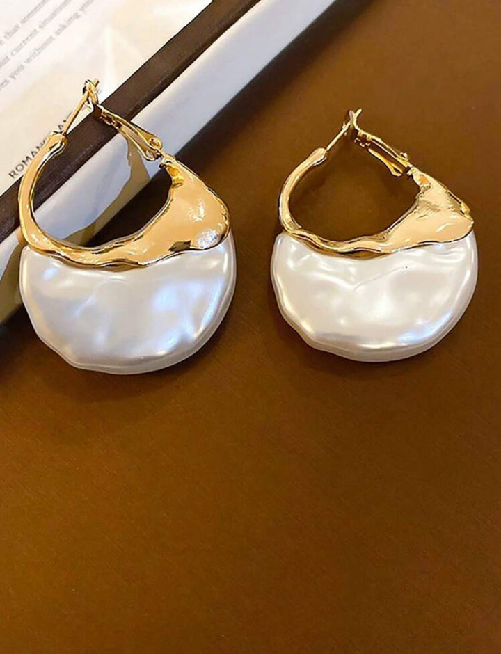 Gold Hoop Pearl Earrings