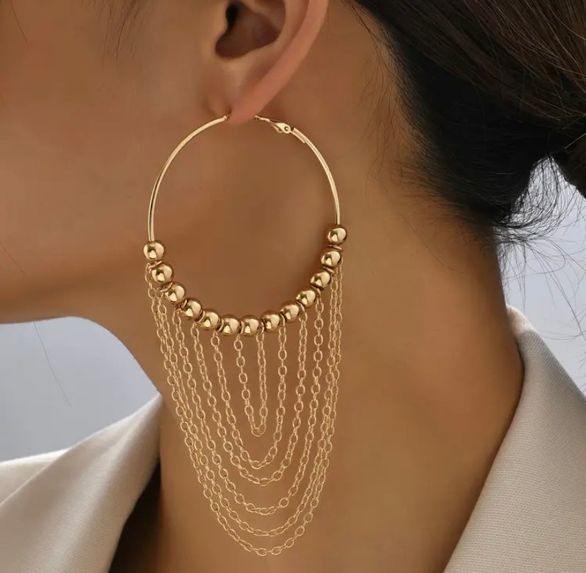 Gold Hoop Chain Earrings