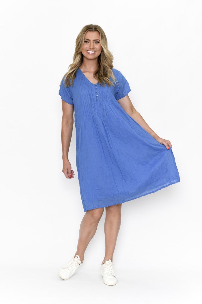 Taylor Jewel Blue Cotton Dress