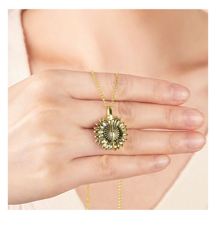 Keep Going Silver Sunflower Locket Necklace
