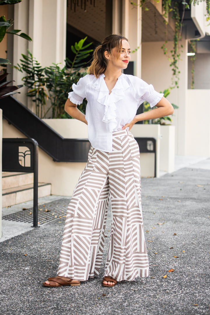 Maya Nude Stripe Wide Leg Pants