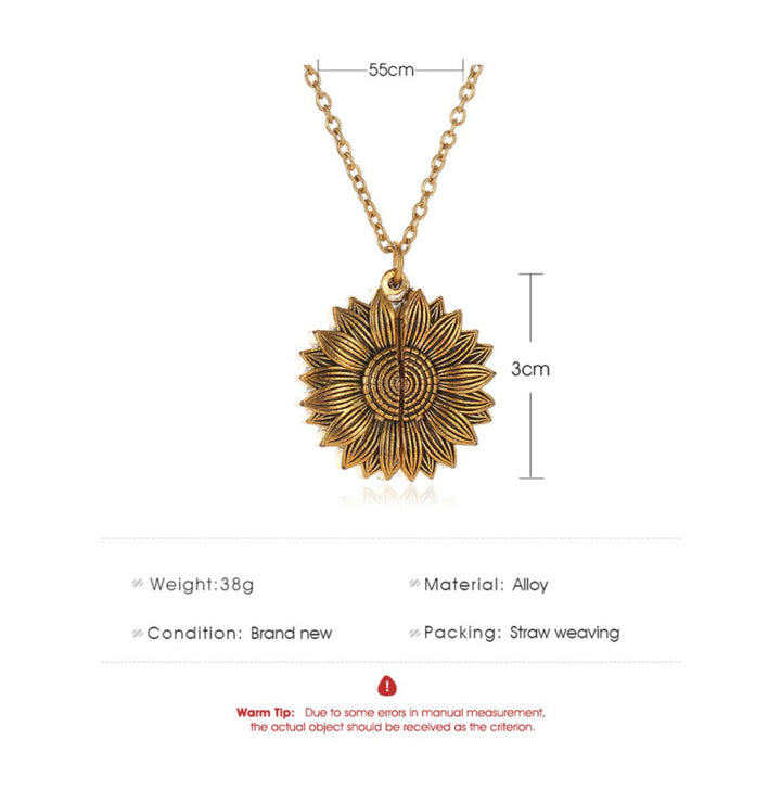 Keep Going Silver Sunflower Locket Necklace