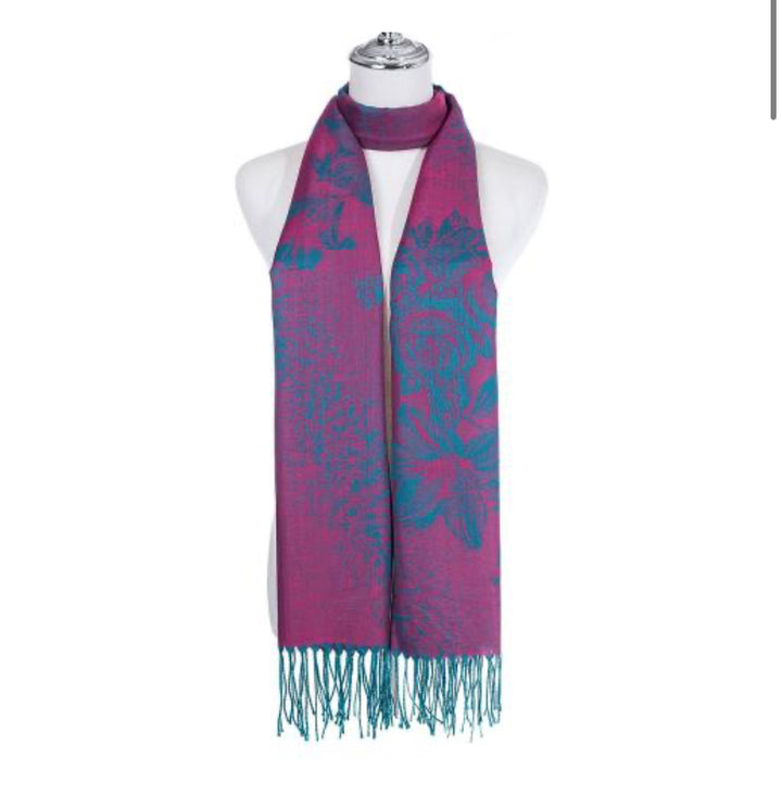 Pink & Teal Pashmina Scarf