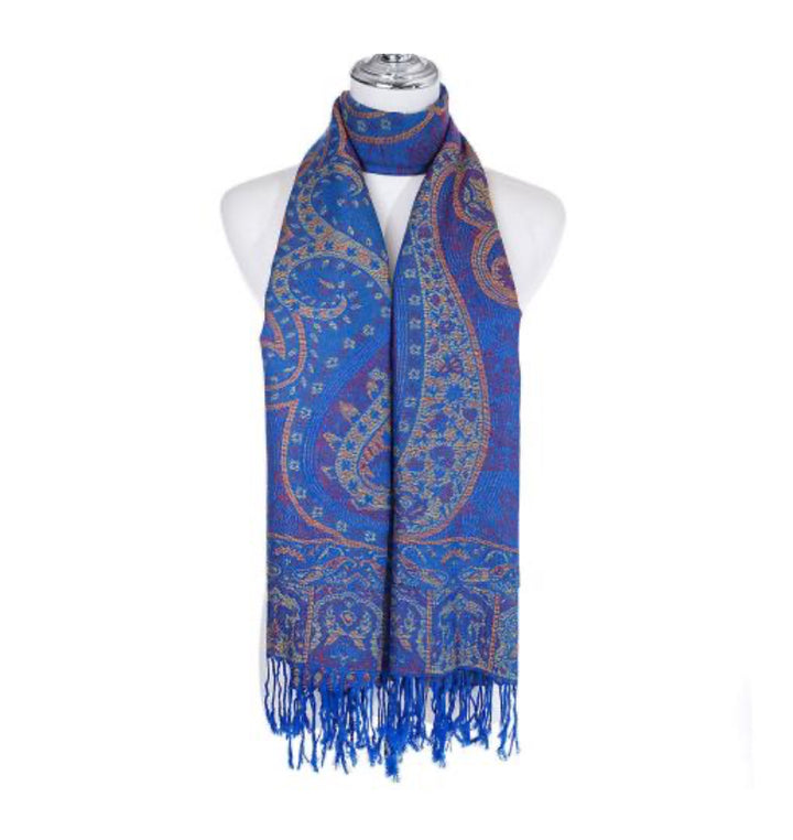 Royal Blue Paisley Pashmina Scarf