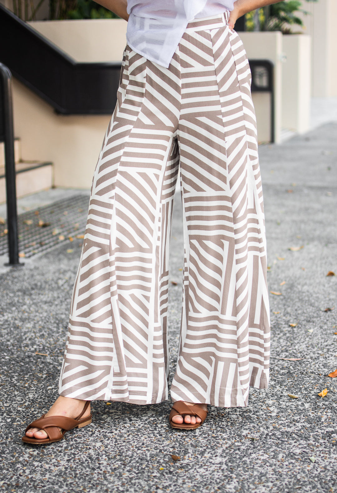 Maya Nude Stripe Wide Leg Pants