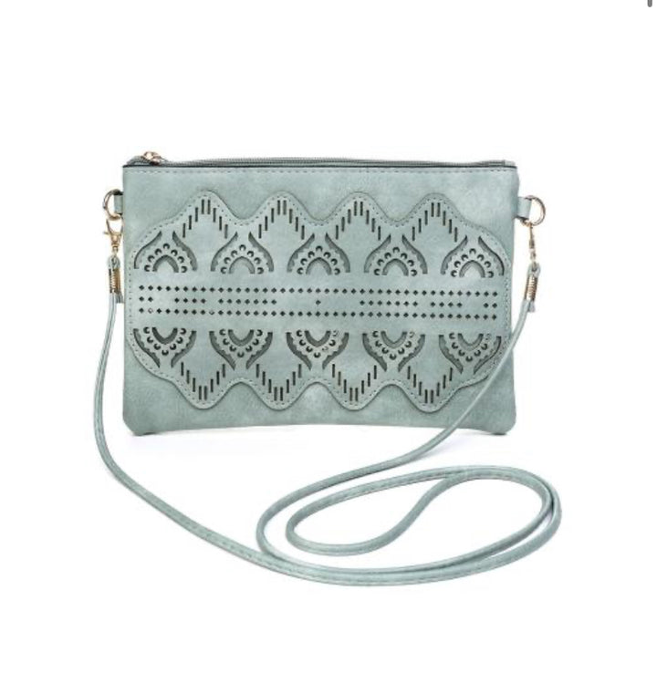 Teal Boho horizontal clutch shoulder Bag with strap