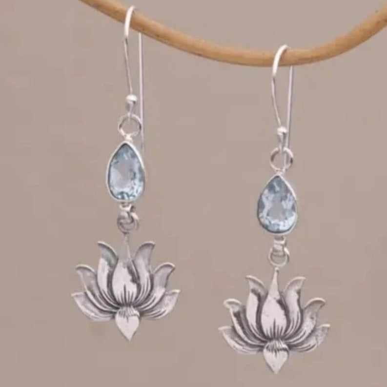 Silver Lotus Earrings