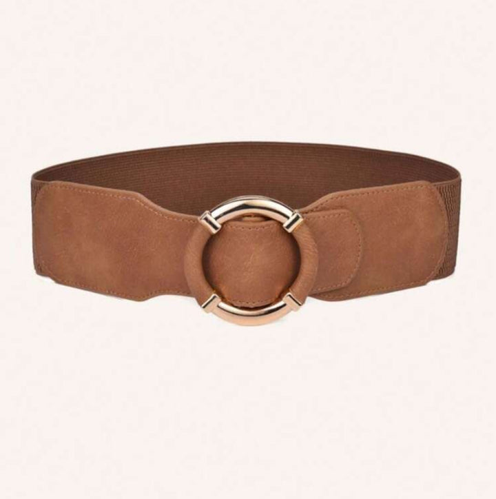 Tan single Gold Circle Belt