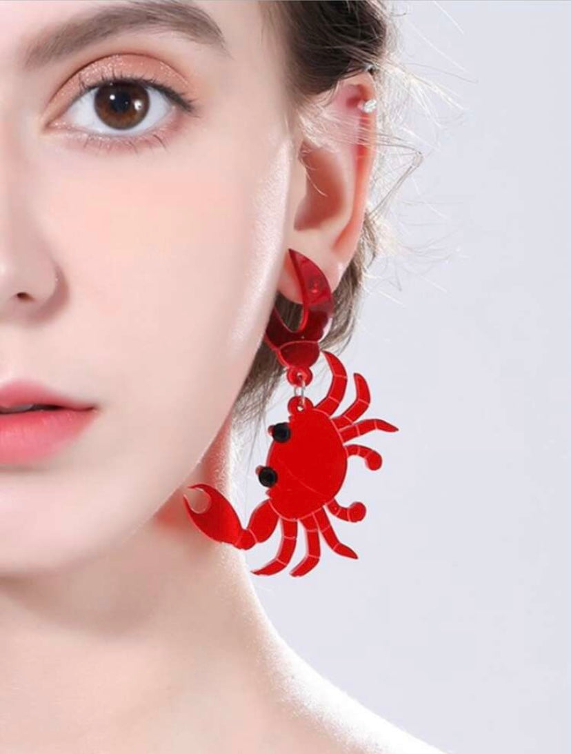 Red Crab Funky Earrings