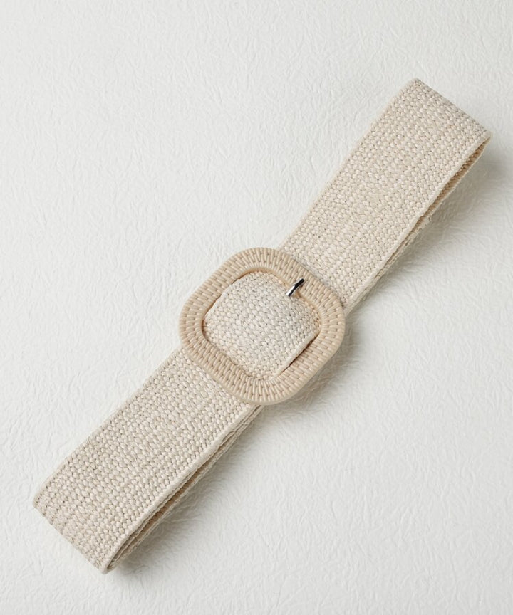 Square Light Beige Elasticated Belt