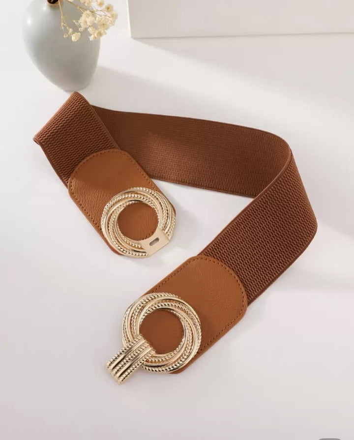 Tan Gold Circle Belt