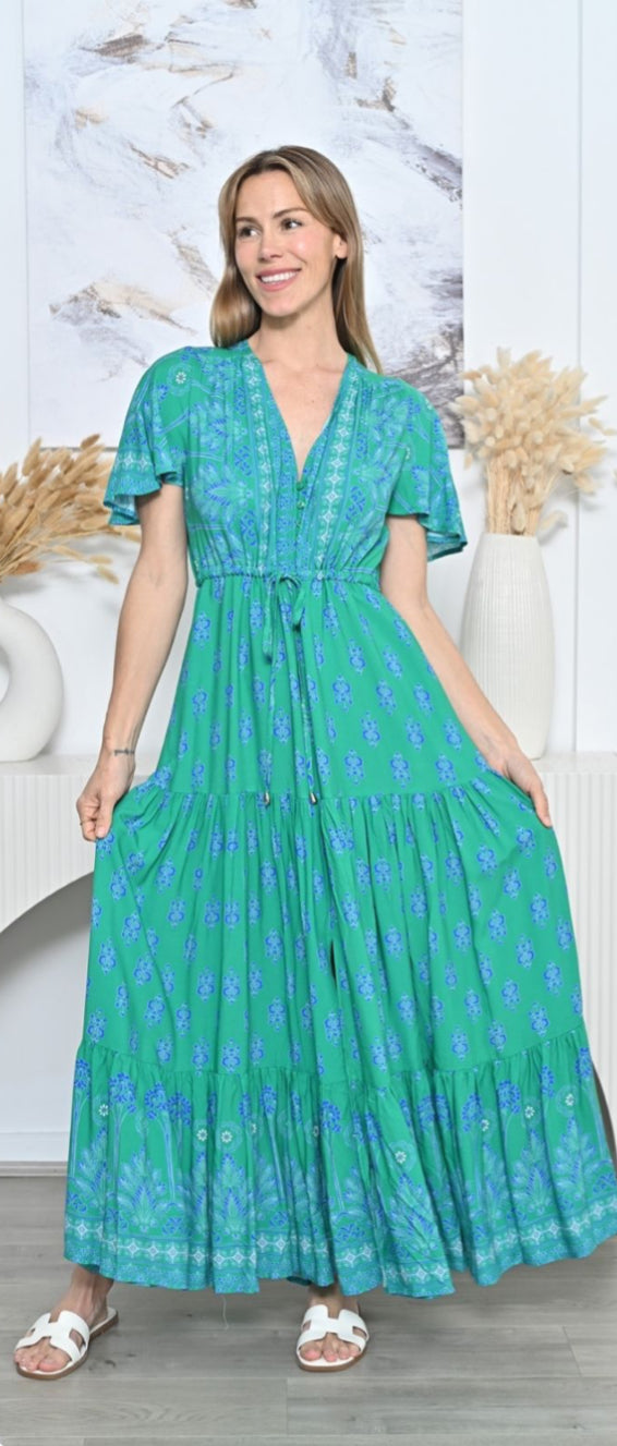 Nicole Green Maxi Dress