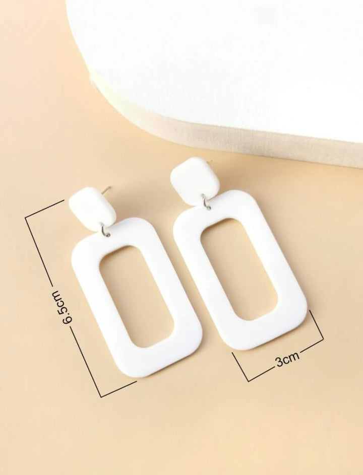 White Resin Rectangle Earrings