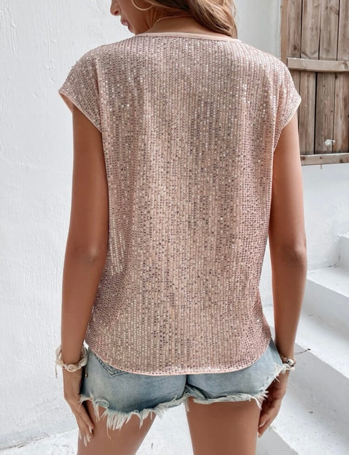 Champagne Sequin Top