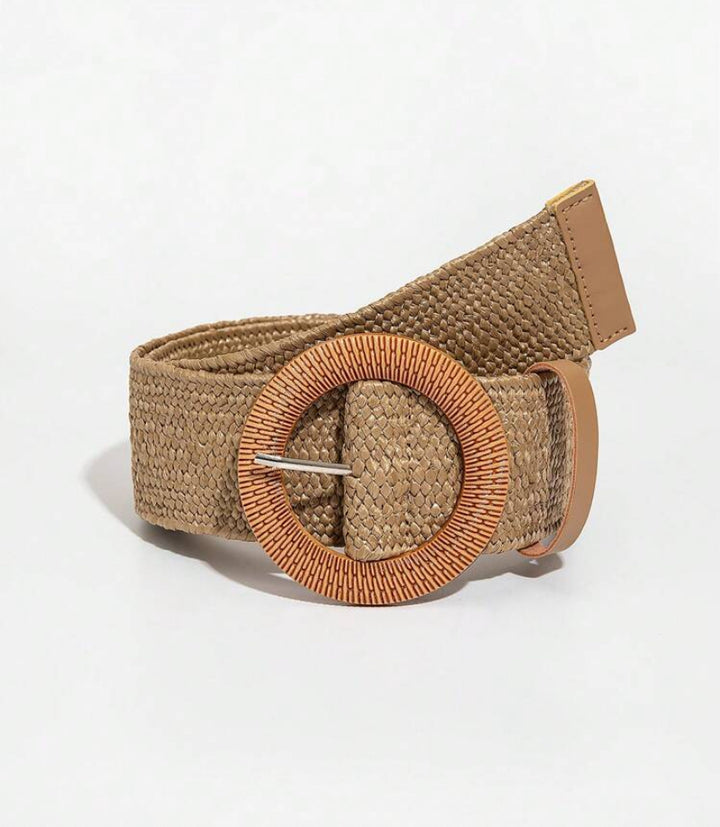 Neutral Round Buckle Elasticated Belt