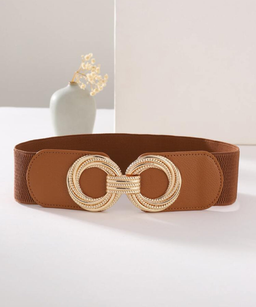 Tan Gold Circle Belt