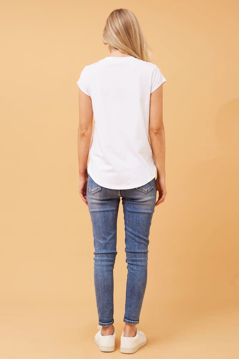 Coco White Sequin Cotton Tee