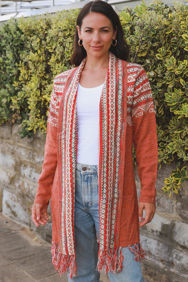 Rust Aztec Cardigan