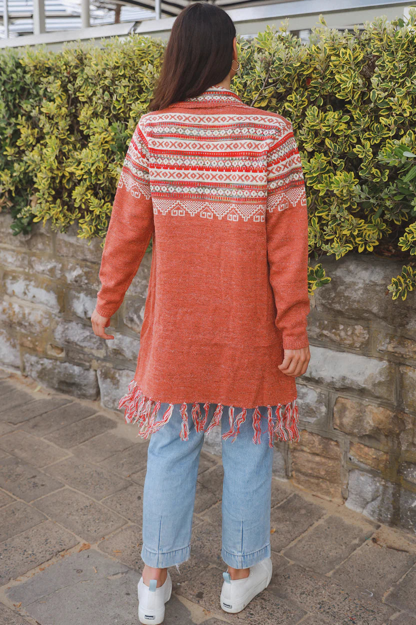 Rust Aztec Cardigan