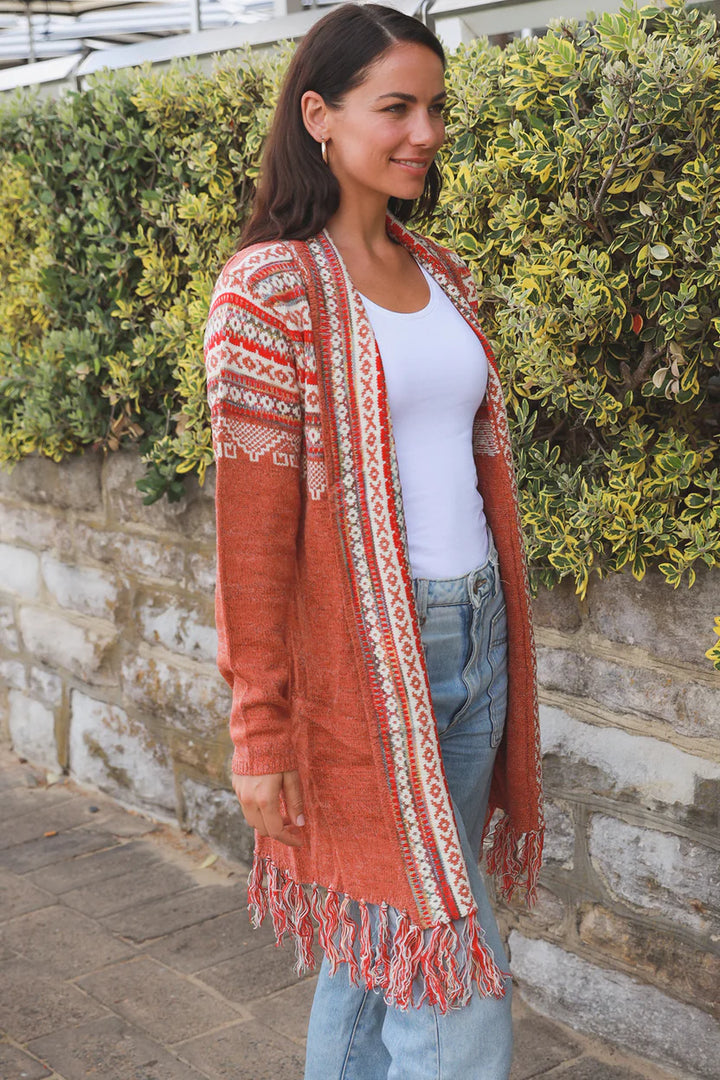 Rust Aztec Cardigan