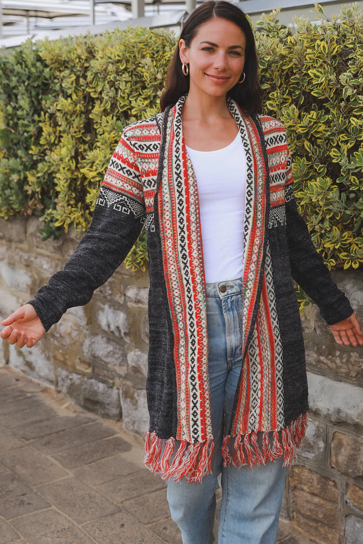 Grey Orange Aztec Cardigan