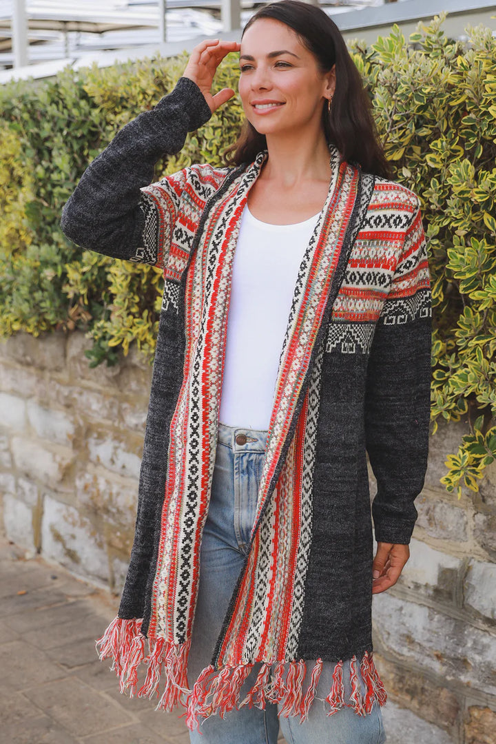 Grey Orange Aztec Cardigan