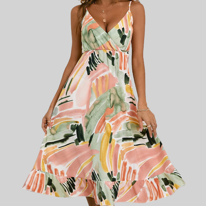 Summer Women Beach Dress Sexy Dress Ruffled Dress Women