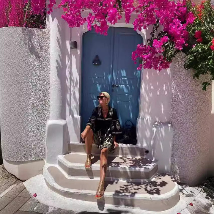 Dress Internet Celebrity Same Positioning Printing Bell Sleeve Dress